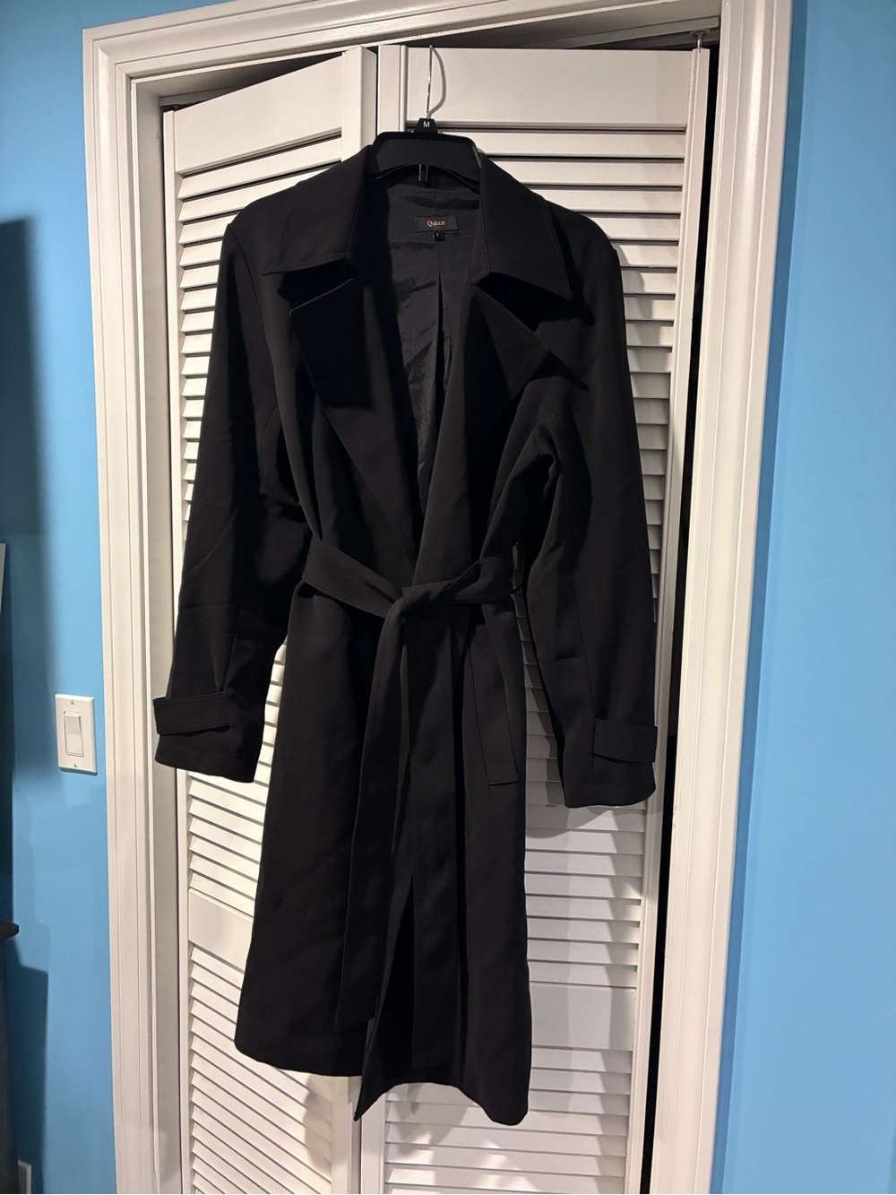 Quince Stretch Crepe Trench Coat – Black – Size L